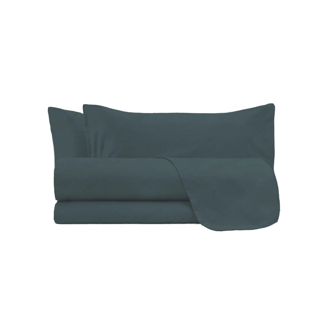 Set Lenzuola Matrimoniale Sopra Sotto e 2 Federe Linea Water Washed Salvia