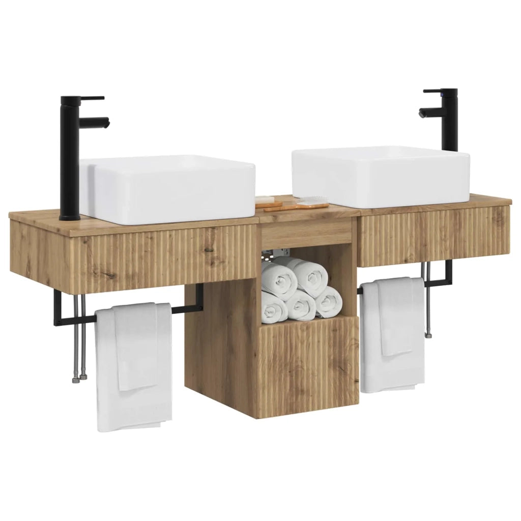 Set di mobili per il bagno 3 pz Rovere Artigianale 3405606