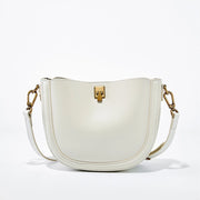 Borsa a mano/a tracolla da donna in pelle di vacchetta Togo, colore bianco.