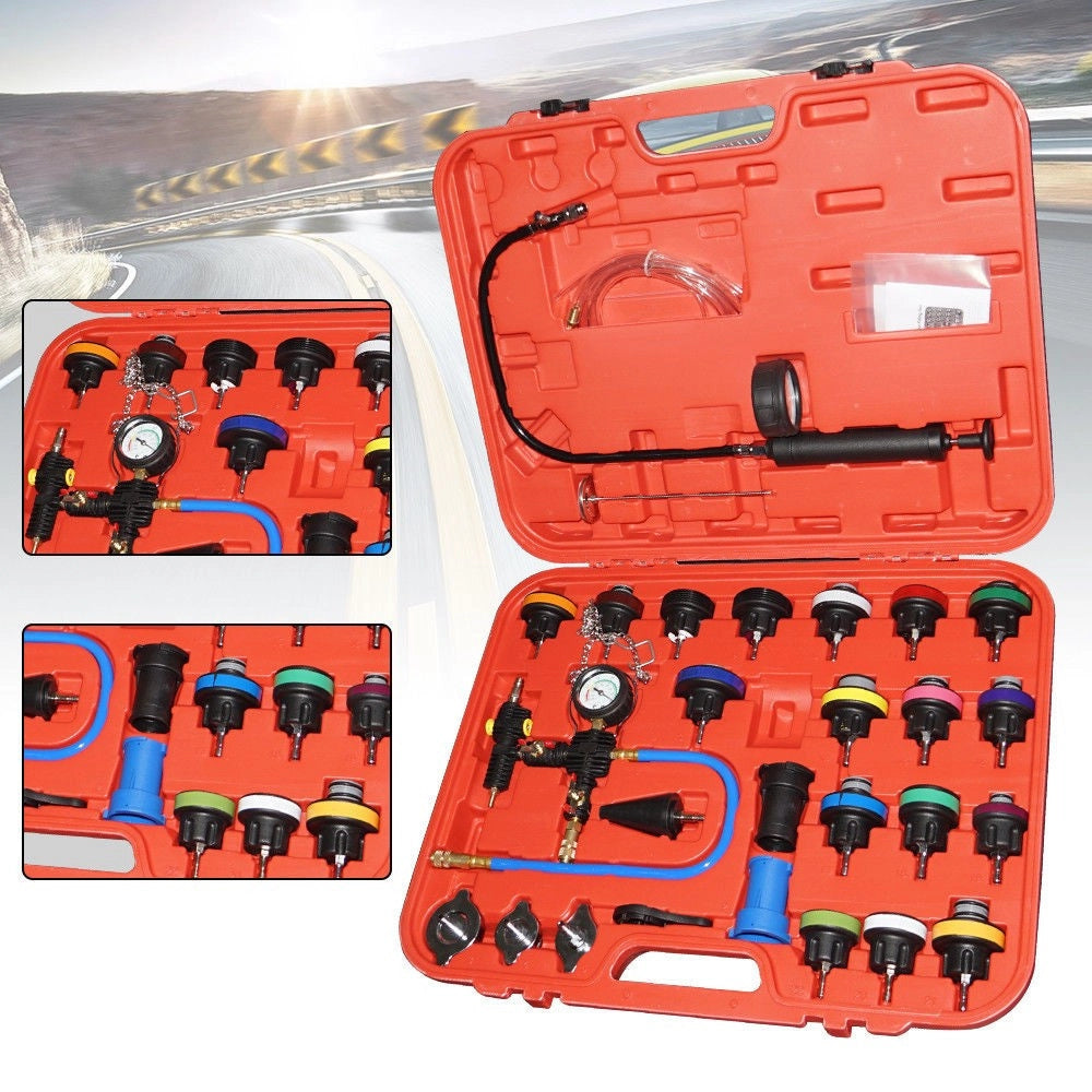 Trade Shop - Kit Tester Di Pressione Spurgo Prova Ricarica Radiatore Test Universale 27 Pezzi -