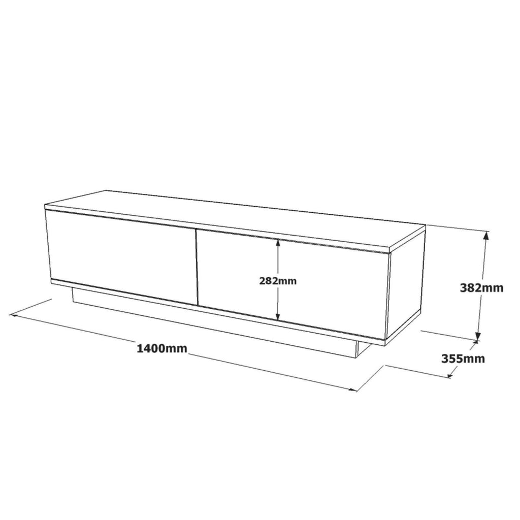 Kenneth, Mobile Porta tv un Ripiano, 140x36x38h cm Bianco