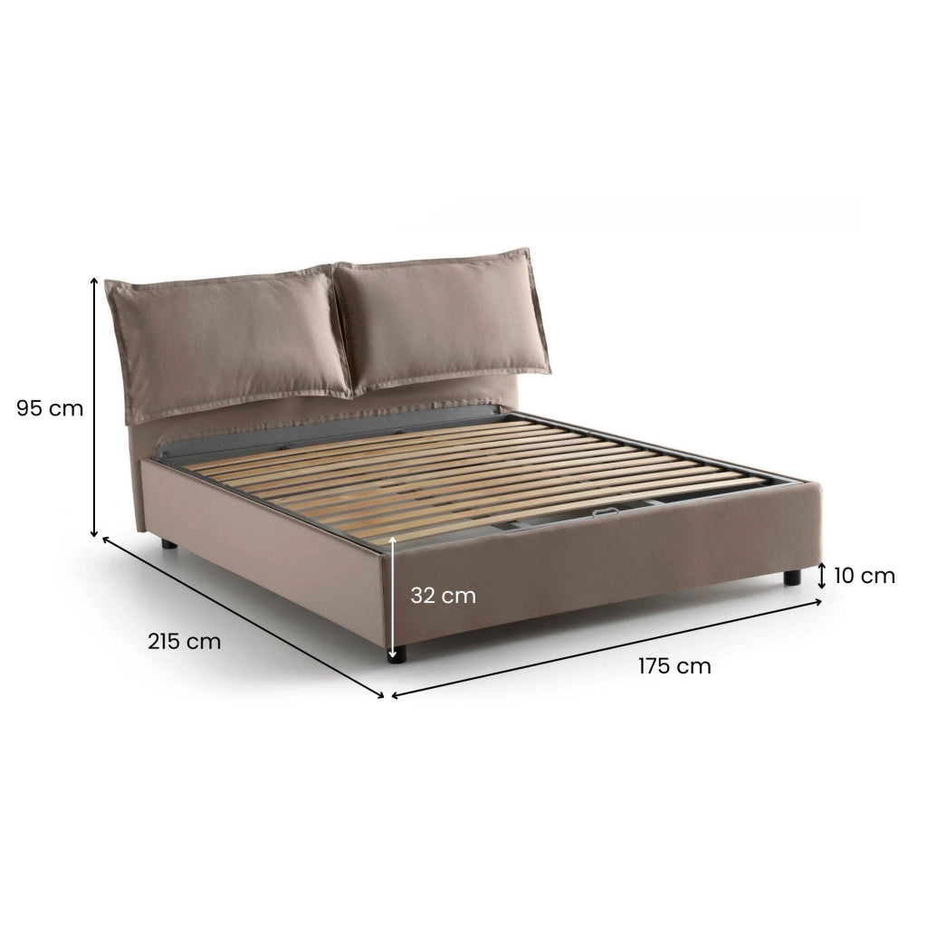 Letto Matrimoniale Aris, Letto Matrimoniale Sfoderabile Made in Italy, Grigio Tortora\