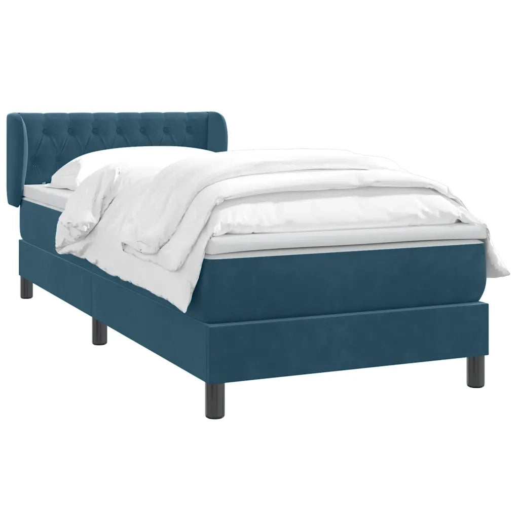 Giroletto a Molle con Materasso Blu Scuro 80x210 cm Velluto 3317761