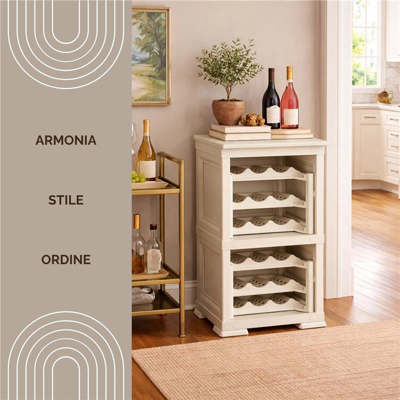 SCAFFALE PORTABOTTIGLIE 18 BOTTIGLIE ANGORA 40X42,5X85,5 CM – CANTINETTA A VISTA SALVASPAZIO PER CUCINA E ZONA LIVING
