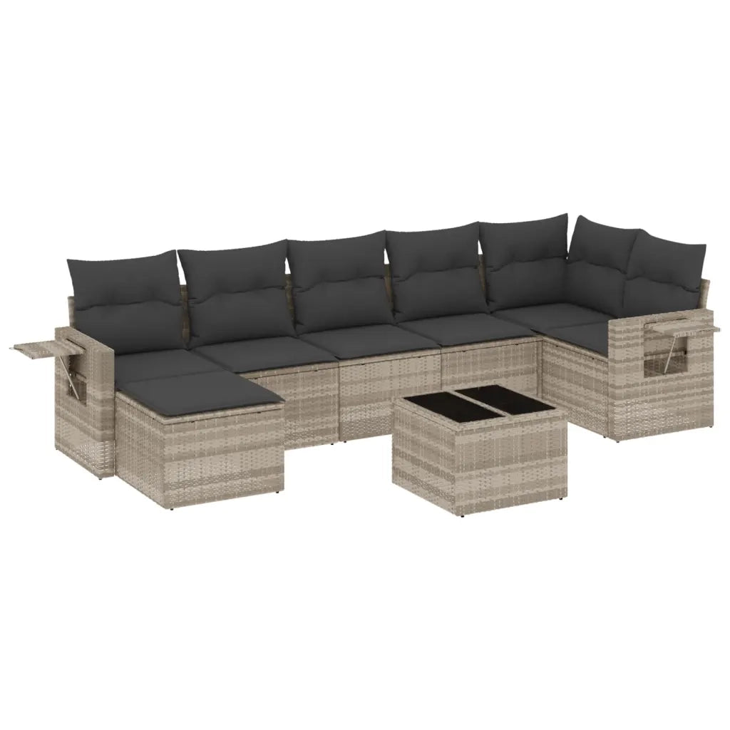 Set Divano da Giardino 8pz con Cuscini Grigio Chiaro Polyrattan 3252829