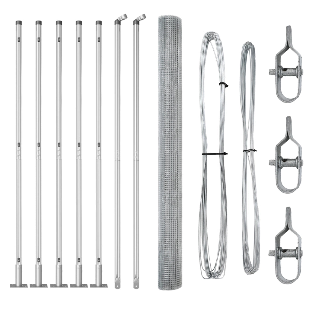 Recinto in filo saldato con 7 pali flangiati 1,4x10 m Acciaio zincato