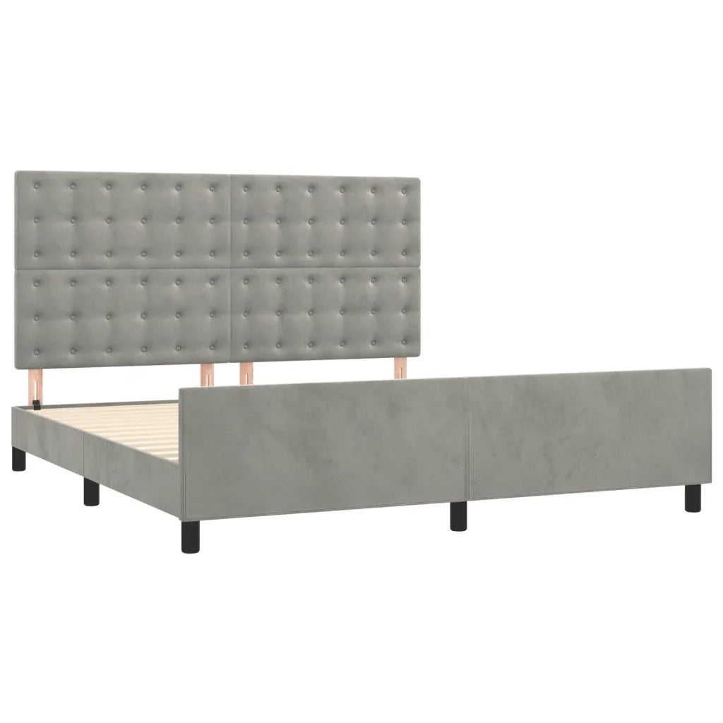 Giroletto con Testiera Grigio Chiaro 180x200 cm in Velluto 3126013