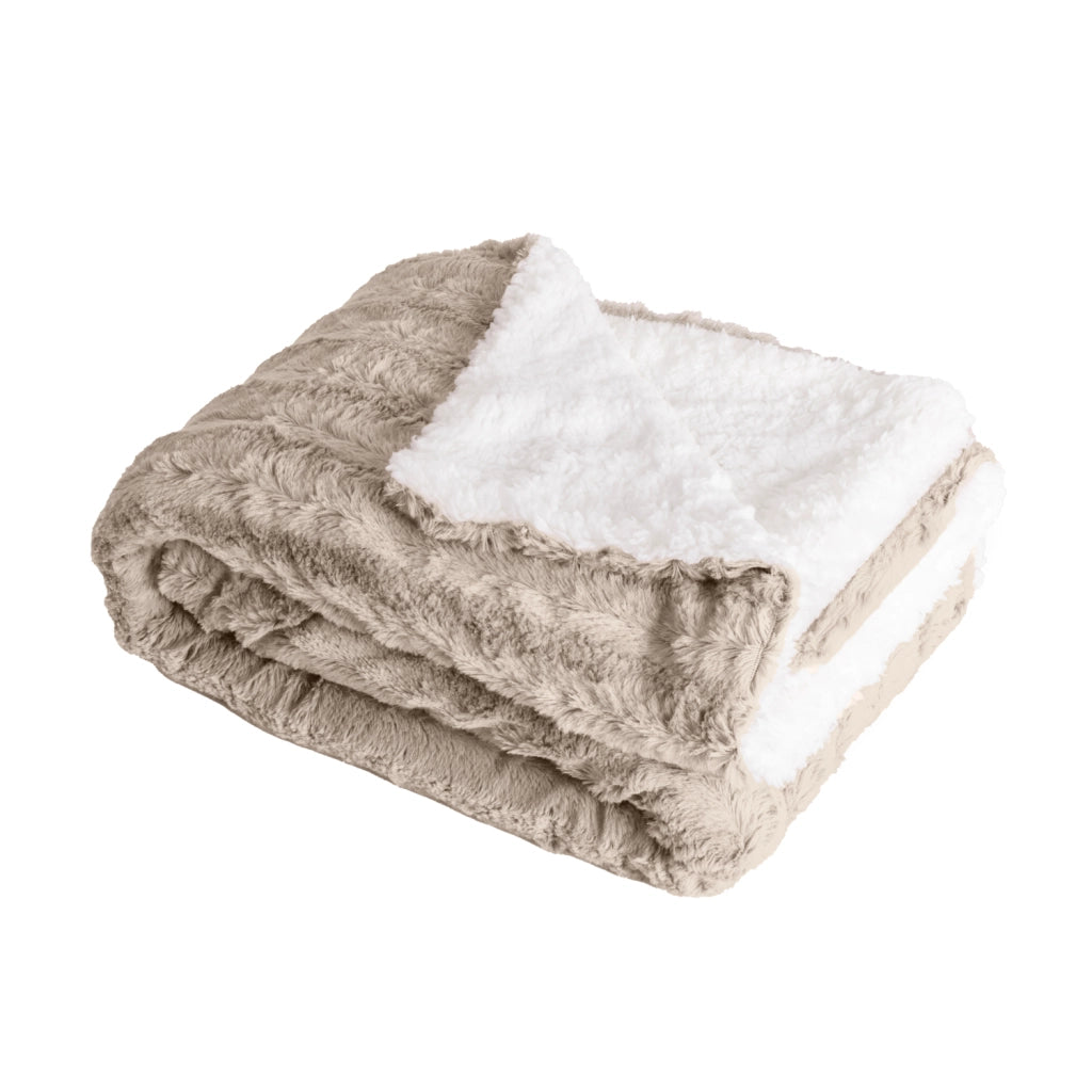 Coperta plaid in poliestere beige 130x170 cm - Collezione BERGIL