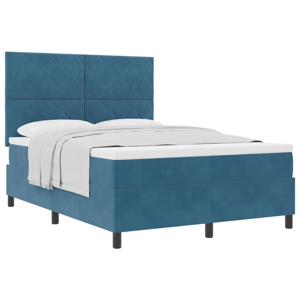 Letto a molle con testiera Blu Scuro 140 x 190 cm Velluto 3339900