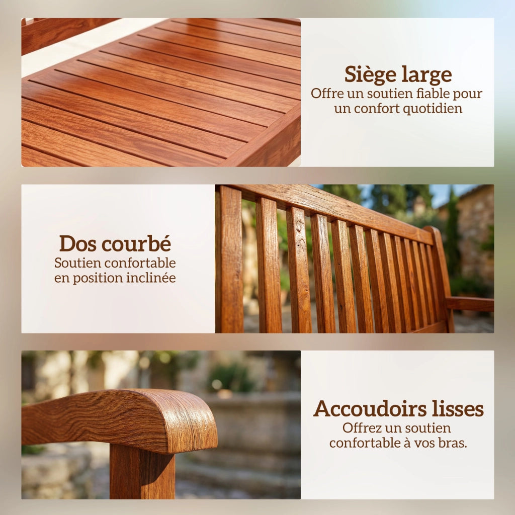 Panchina da Giardino 2 Posti ¨C zephmum ¨C Legno Marrone Chiaro con Cuscini
