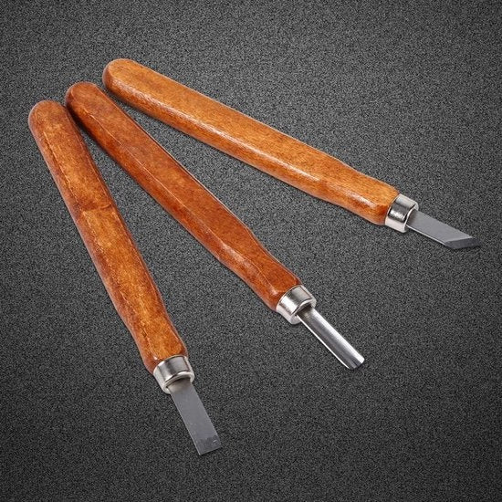 Strumento per taglio del legno con maniglia in legno confortevole - Diversi modelli - Ideale per principianti e bambini (3 pezzi/partita)