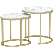 Set 2 tavolini da caffè a incastro bianchi ?50x50，5 cm e 60x36x43，5 cm