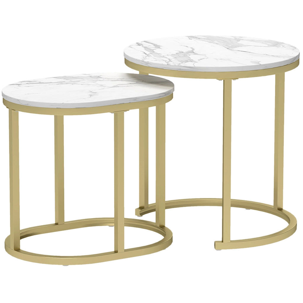 Set 2 tavolini da caffè a incastro bianchi ?50x50，5 cm e 60x36x43，5 cm