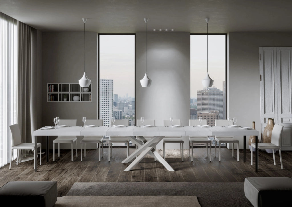 Tavolo allungabile 90x160/420 cm Volta Premium bianco frassino telaio bianco