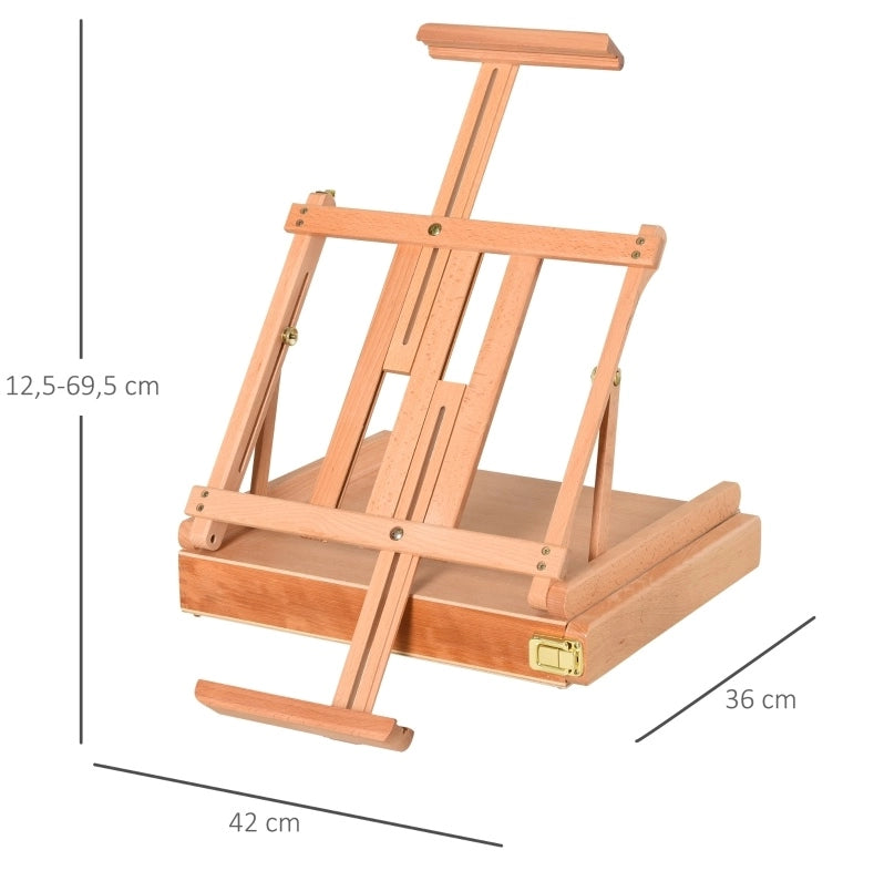 Cavalletto pieghevole in legno con cassetto e maniglia