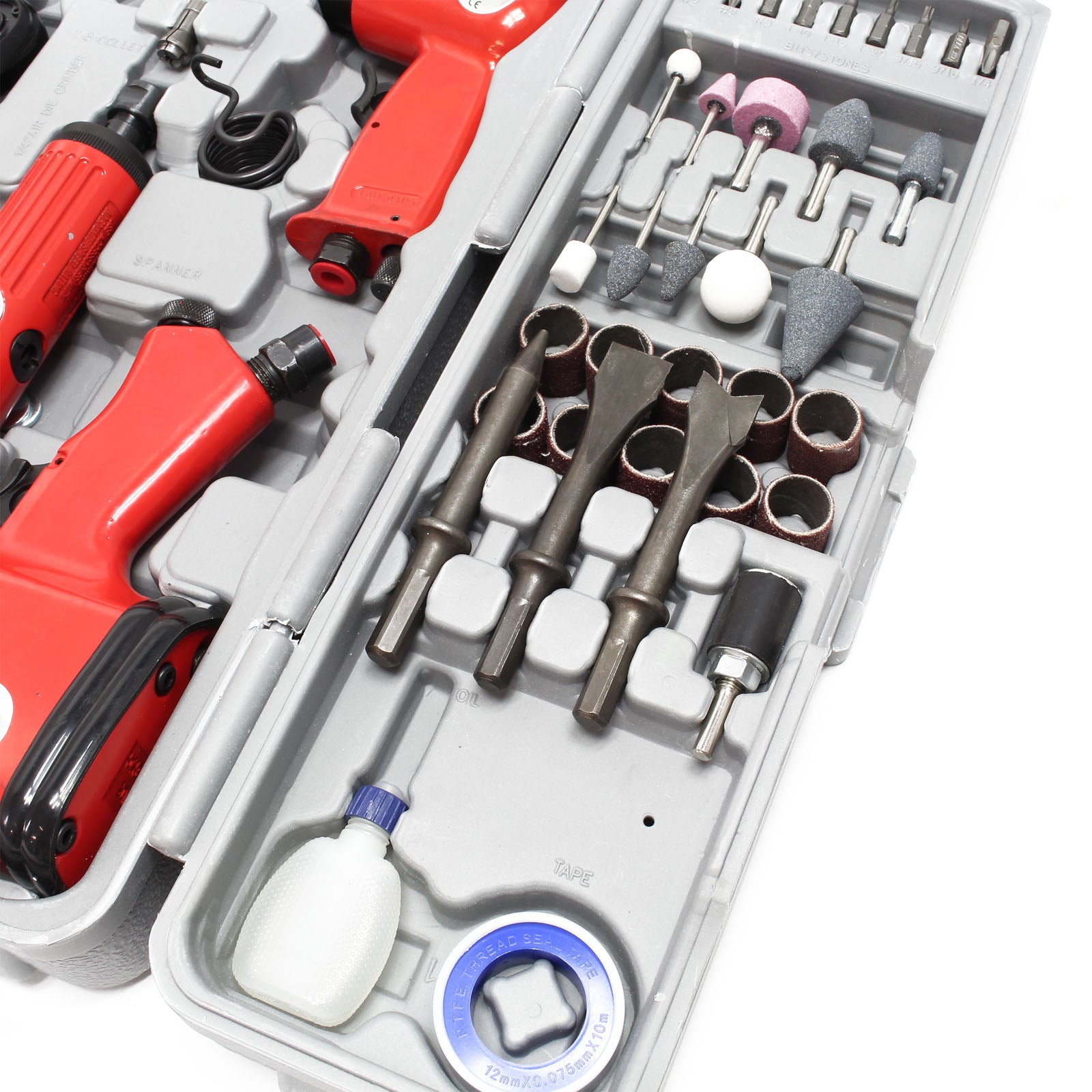 Kit accessori per compressore 71 pezzi con 4 utensili pneumatici e inserti