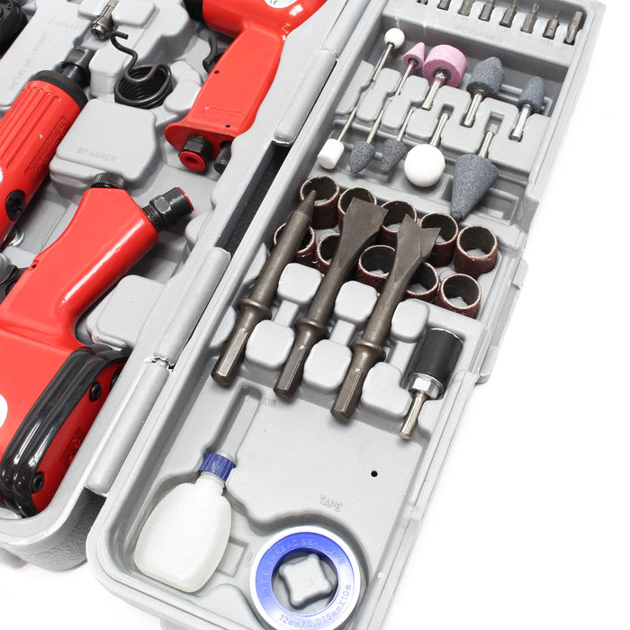 Kit accessori per compressore 71 pezzi con 4 utensili pneumatici e inserti