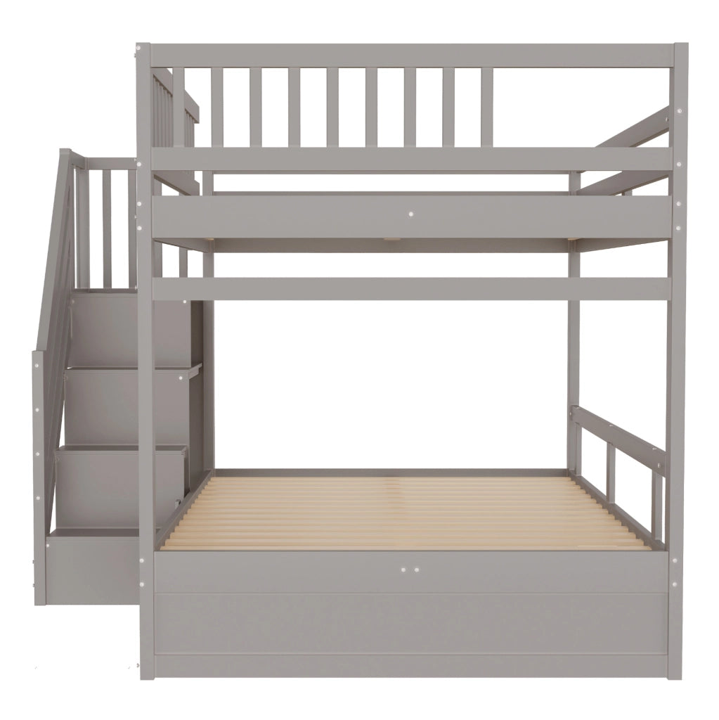 Letto a castello 140x200 cm in legno massello grigio