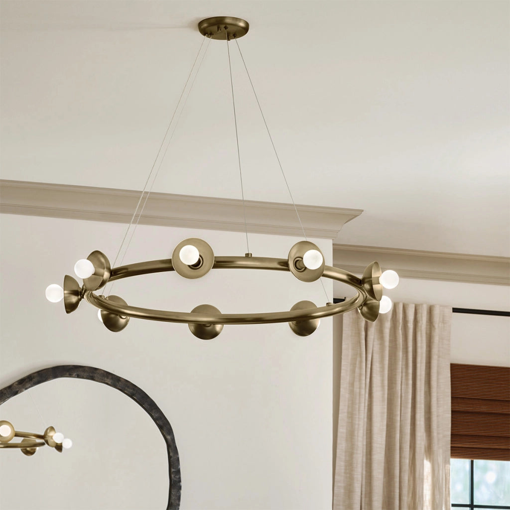 Lampadario ring loft oro 88cm 9xE14 Kichler Palta