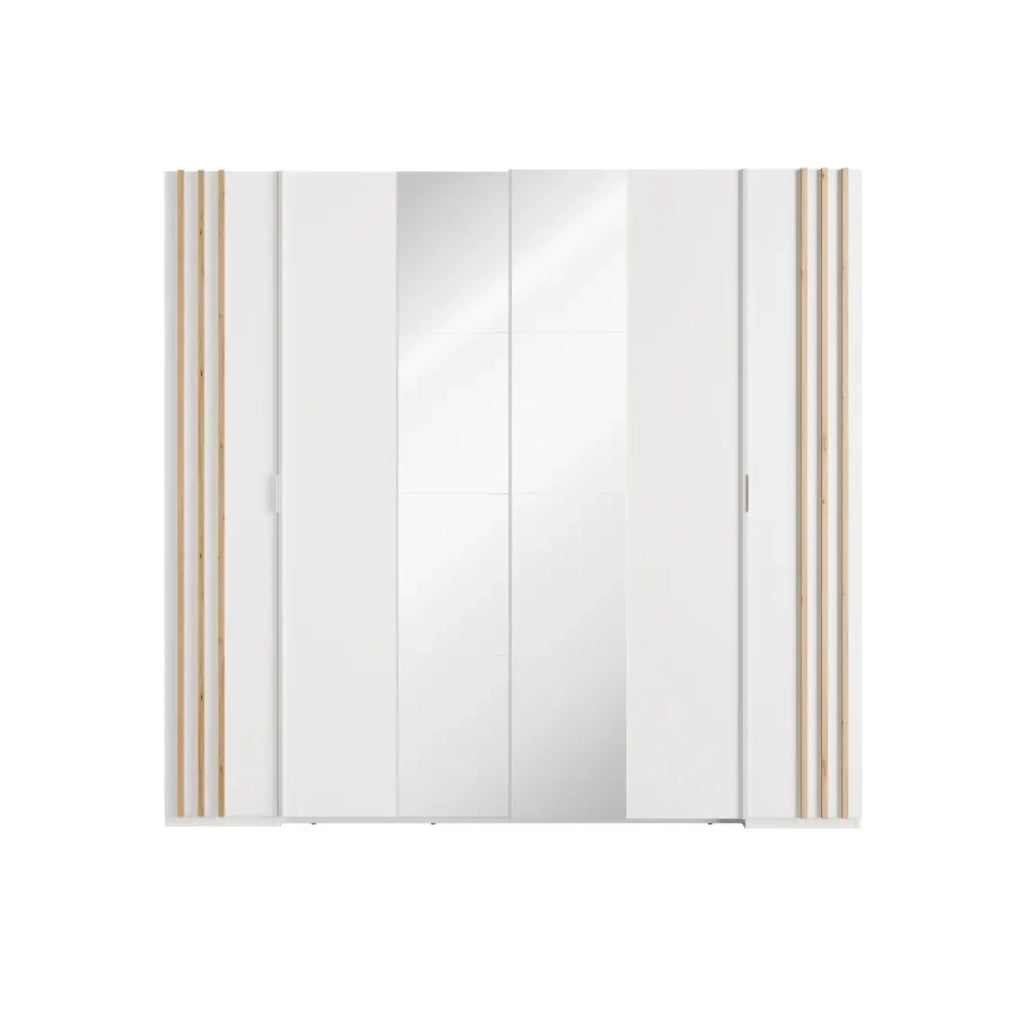 Camera completa FLORENCE – Letto 160x200 + rete + cassetti + armadio + cassettiera – Bianco e rovere