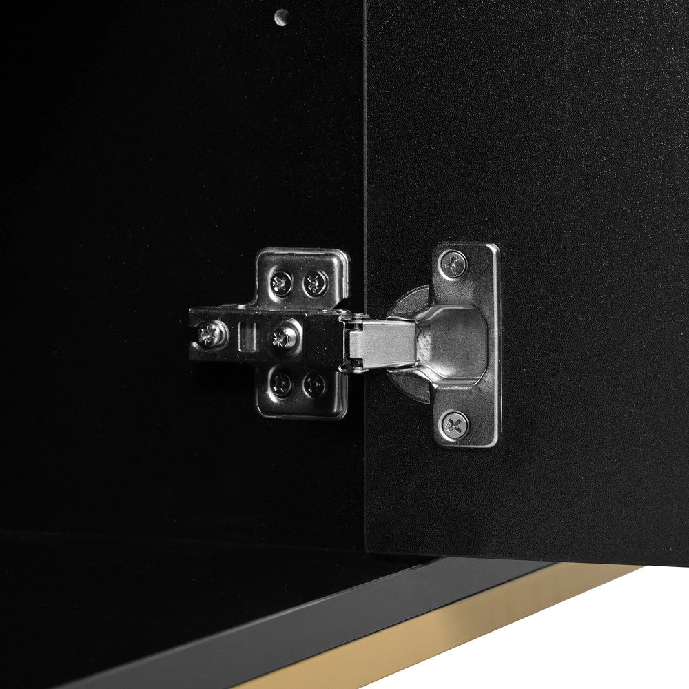 Mobile TV / Credenza con 4 Ante e Gambe in Metallo ¨C MINIMAL ¨C Nero e Oro, 150x40x80 cm