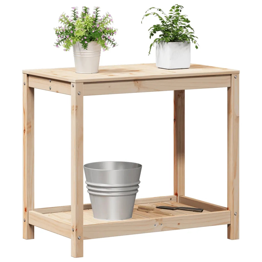 Tavolo Invaso con Ripiano 82,5x50x75 cm Legno Massello di Pino