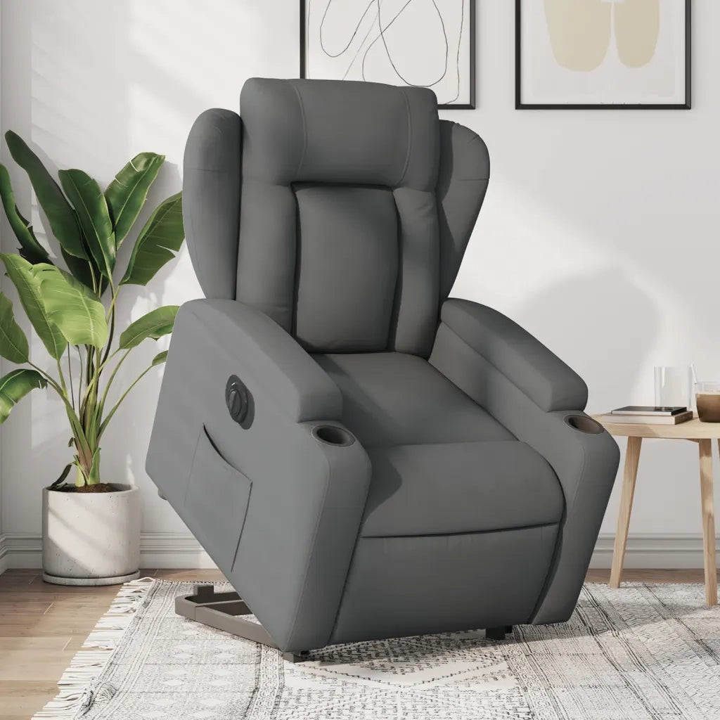 Poltrona Alzapersona Reclinabile Elettrica Grigio Scuro Tessuto 3204507