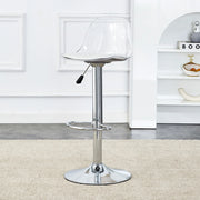 Sgabello da bar set da 2 con altezza regolabile e seduta girevole, in metallo e plastica, Bianco e argento