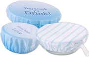 Set di coperture alimentari da 3 - Riciclabile - Elastico - Conservazione alimentare - Alternativa al plastico - Tela oxford azzurro chiaro - Protezione alimentare