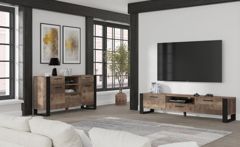 Mobile cassettiera  cm 155x45x87h soggiorno NUKA Grange Rovere scuro