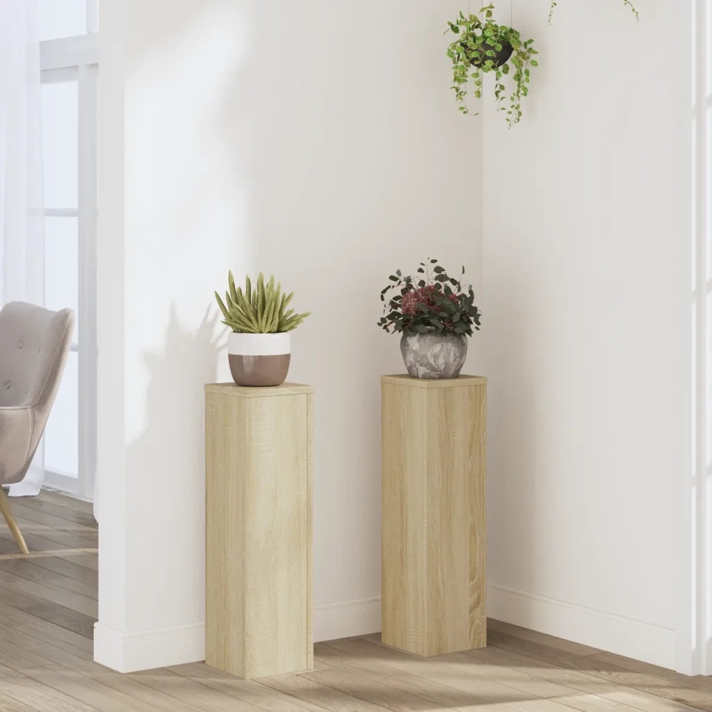 Supporti per Piante 2 pz Rovere 17x17x60 cm in Multistrato 852935