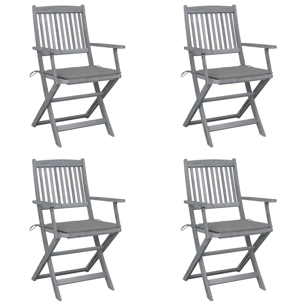 Sedie da Giardino Pieghevoli 4pz con Cuscini in Massello Acacia cod mxl 6329
