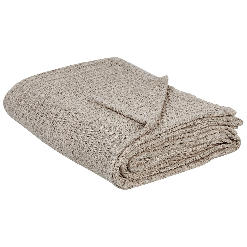 Copriletto in cotone tortora 200 x 220 cm con motivo a quadretti, decorativo, per il soggiorno e la camera da letto.