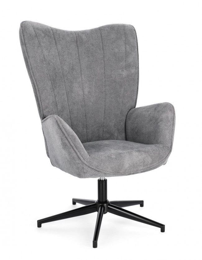 Poltrona Soggiorno 69x72x106 cm Inas in Tessuto Grigio