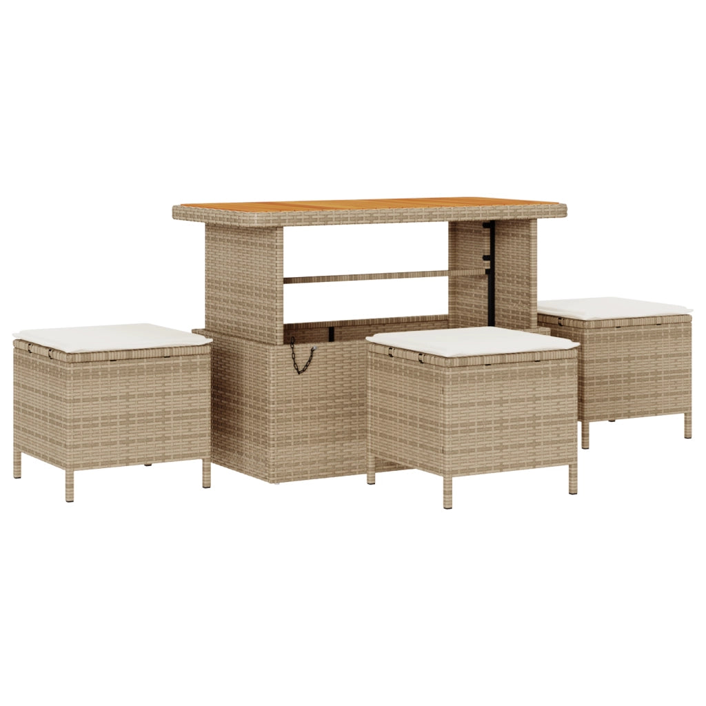 Set di SofÃ  da Giardino con 10 Pezzi e Cuscini Beige Polyrattan Acacia