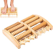 Roller per piede con 5 righe di perle in legno - Roller per massaggiare i piedi - Strumento per la riflessologia - Legno - Per alleviare la fasciite plantare - Per uso domestico e ufficio