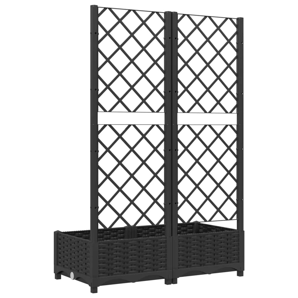 Fioriera da Giardino con Graticcio Nero 80x40x121,5 cm in PP