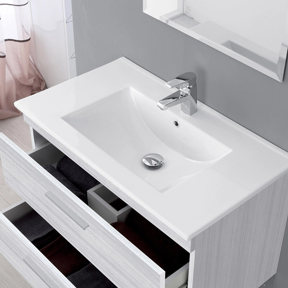Mobile bagno sospeso 80 cm grigio con 2 cassettoni soft-close Desya