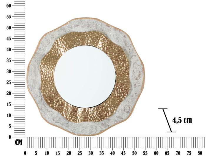 Specchio da Muro Shai Light Ø54,5x4,5 cm in Ferro e MDF Oro e Crema