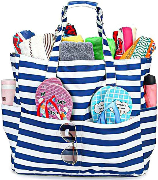 Borsa da spiaggia grande per donna e famiglia XXL con cerniera Borsa da bagno impermeabile Borsa da spiaggia grande leggera Borsa da spiaggia pieghevole per viaggi e spiaggia