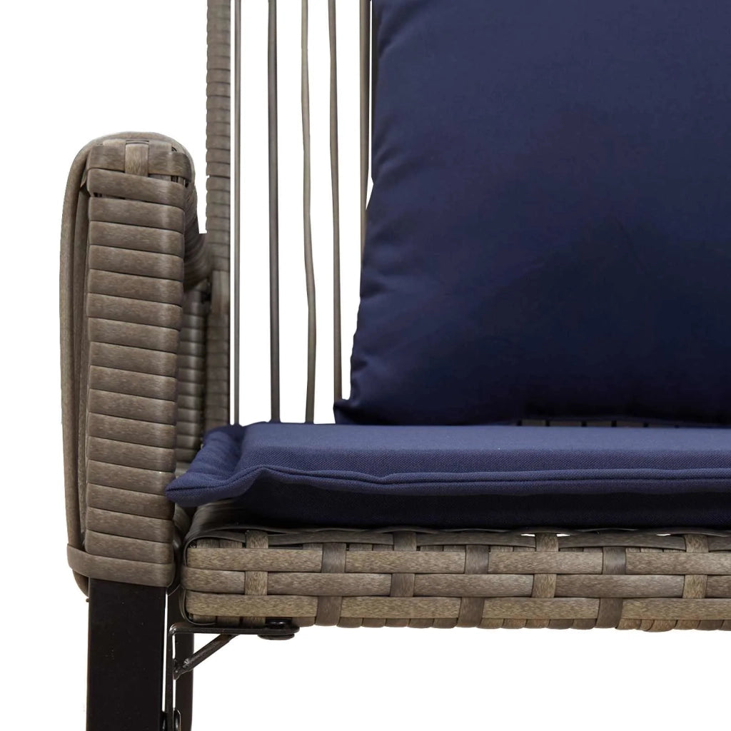 Panchina da esterno 4 pcs Grigio e Blu Navy polyrattan