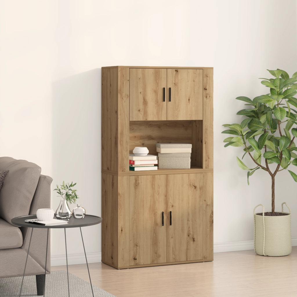 Highboard in rovere artigianale 80x33x150 cm in legno ingegnerizzato