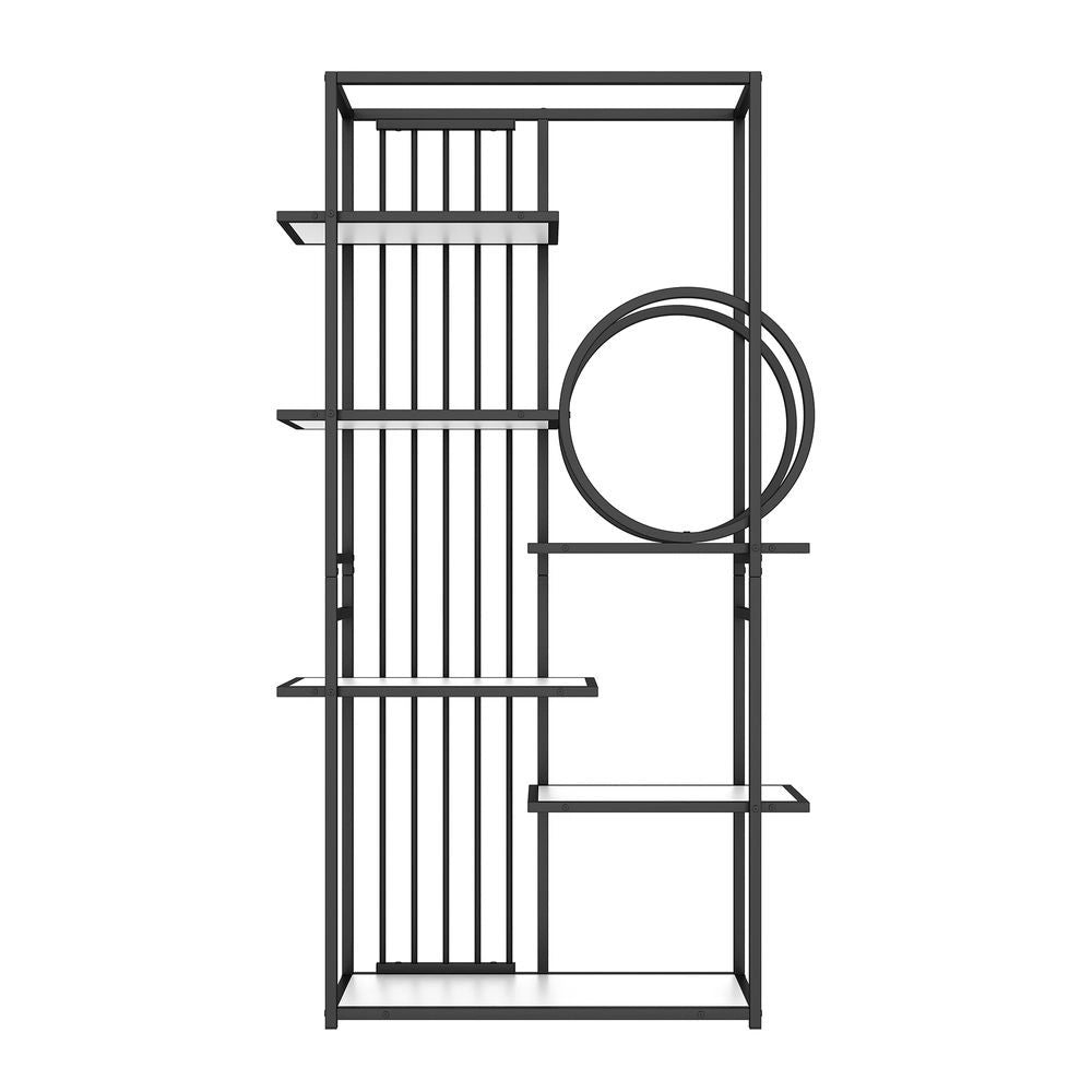 Scaffale metallico moderno - Xylo - 100x30x180 cm - Bianco e nero - Struttura geometrica a pi?? livelli