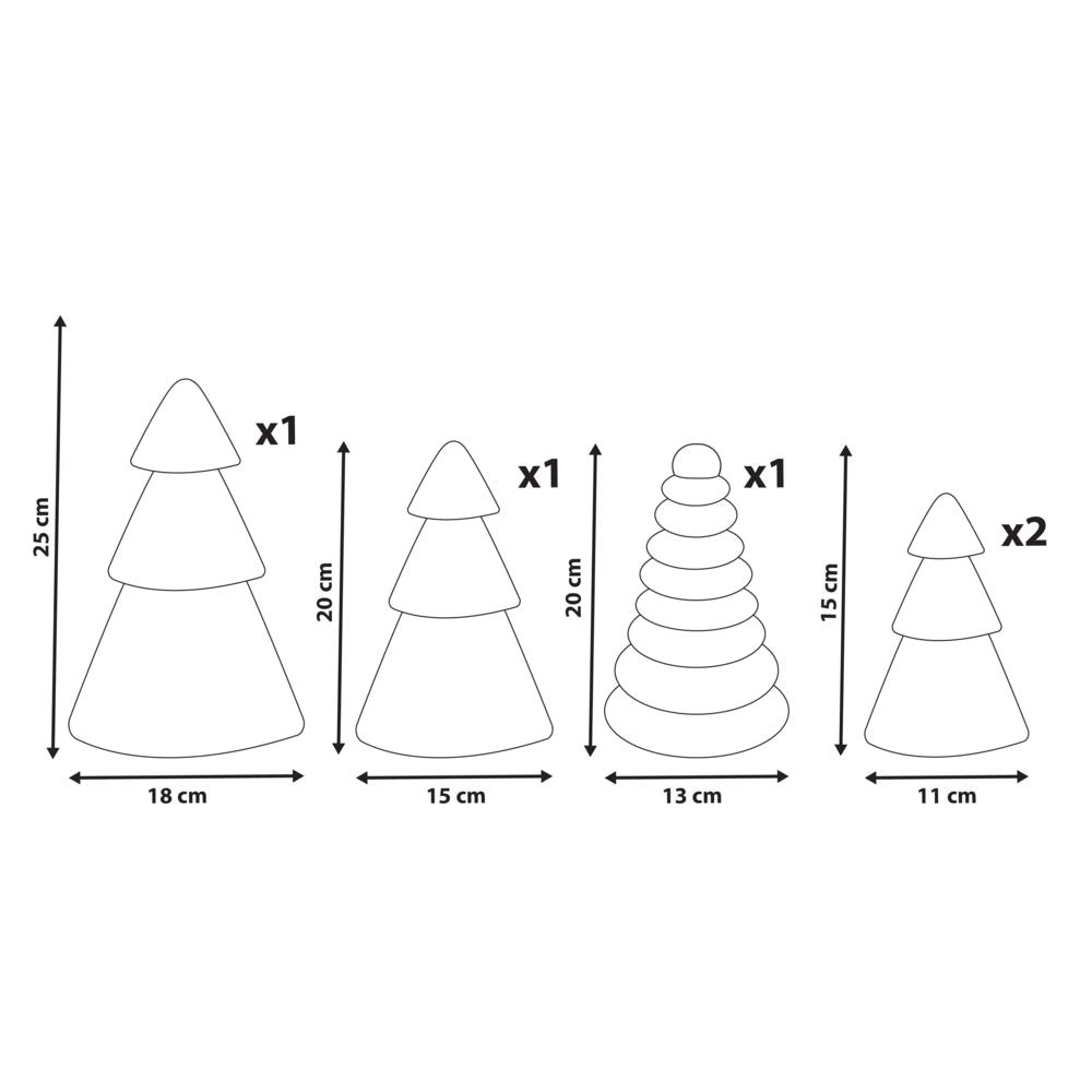 Set di 5 statuine di alberi di Natale beige e verdi in carta a nido d'ape con effetto 3D in stile origami e motivi festivi