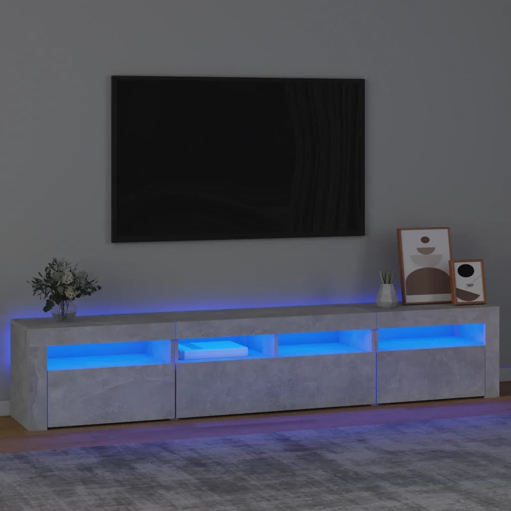 Mobile Porta TV con Luci LED-Mobile per TV-Credenza TV Grigio Cemento 210x35x40 cm