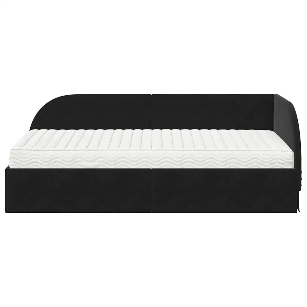 Struttura Letto Angolare con Materasso 2 pz-Giroletto con materasso Nero Velluto 483913