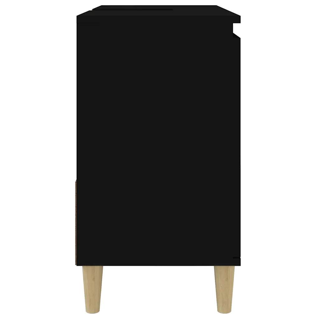 Armadietto da Bagno Nero 65x33x60 cm in Legno Multistrato 819821