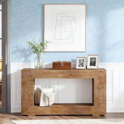 TAVOLO CONSOLLE 120x30x83,5 cm Marrone in pannello di legno Stile rustico