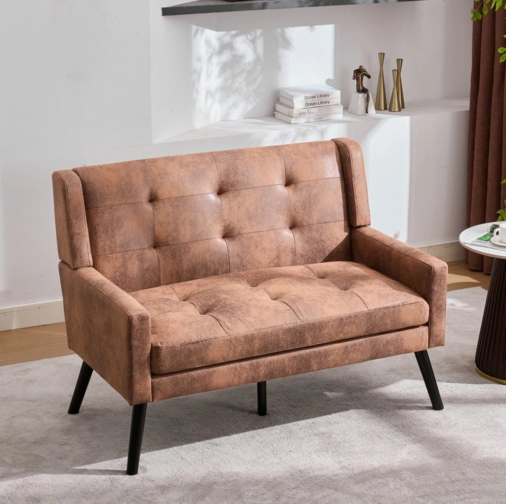 Panca imbottita 2 posti in effetto suede color Coffee