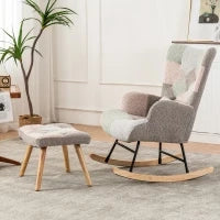 Sedia a dondolo con poggiapiedi e cuscino lombare, design ergonomico, Colorato